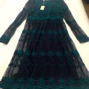 New Teal Blue Lace Sundance Dress